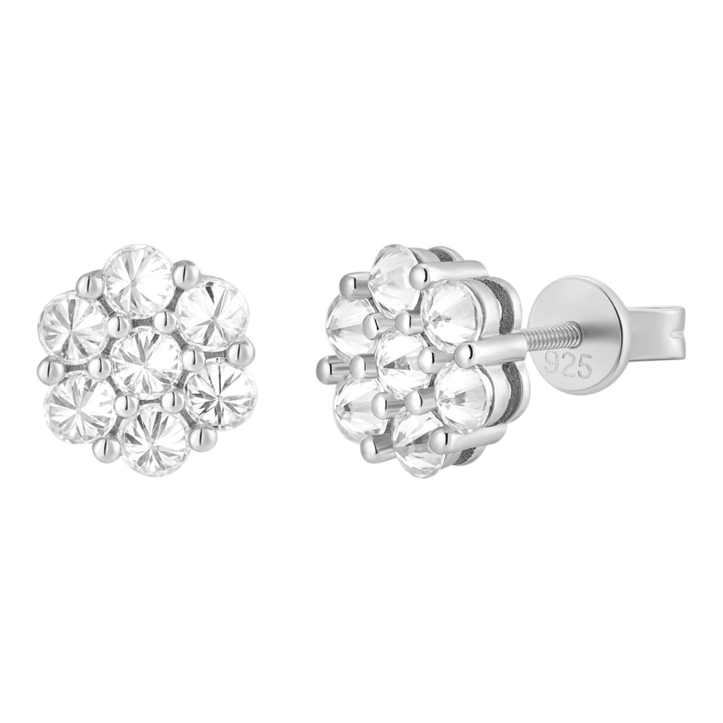 MOISSANITE Upside Down Reverse Set Cluster Iced Out Honeycomb Set Earrings - 925 Silver - 6mm -11mmm