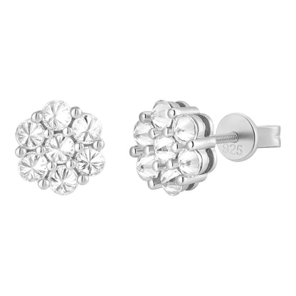 MOISSANITE Upside Down Reverse Set Cluster Iced Out Honeycomb Set Earrings - 925 Silver - 6mm -11mmm