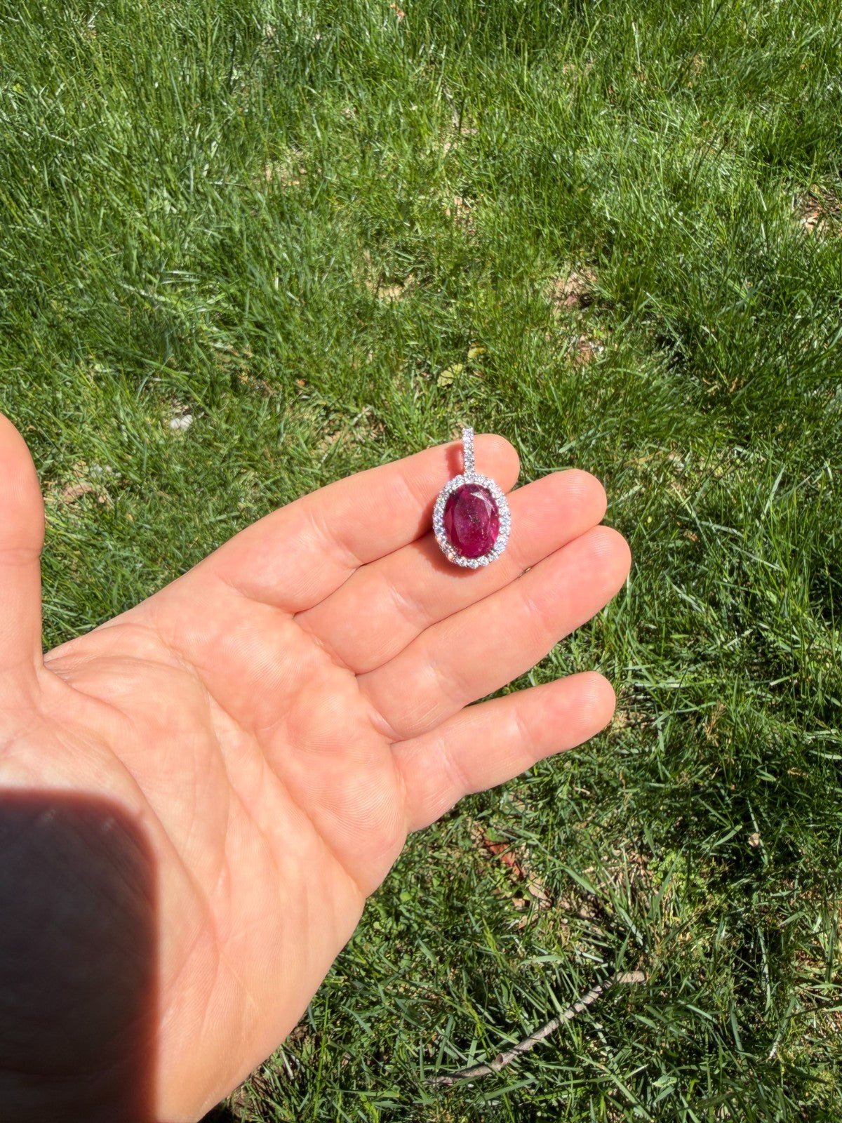MOISSANITE Royalty Red Ruby Pendant - 925 Silver - Oval Genuine Red Ruby Stone