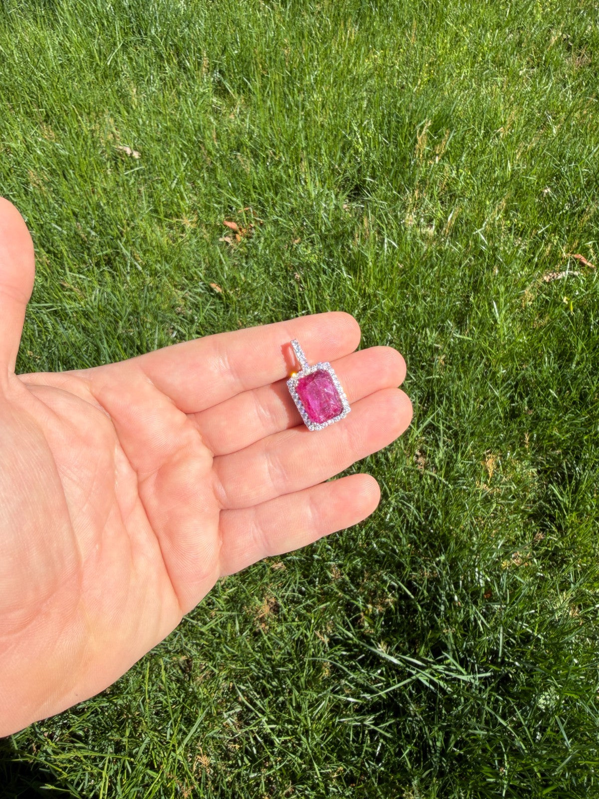MOISSANITE Royalty Red Ruby Pendant - 925 Silver - Genuine Red Ruby Stone