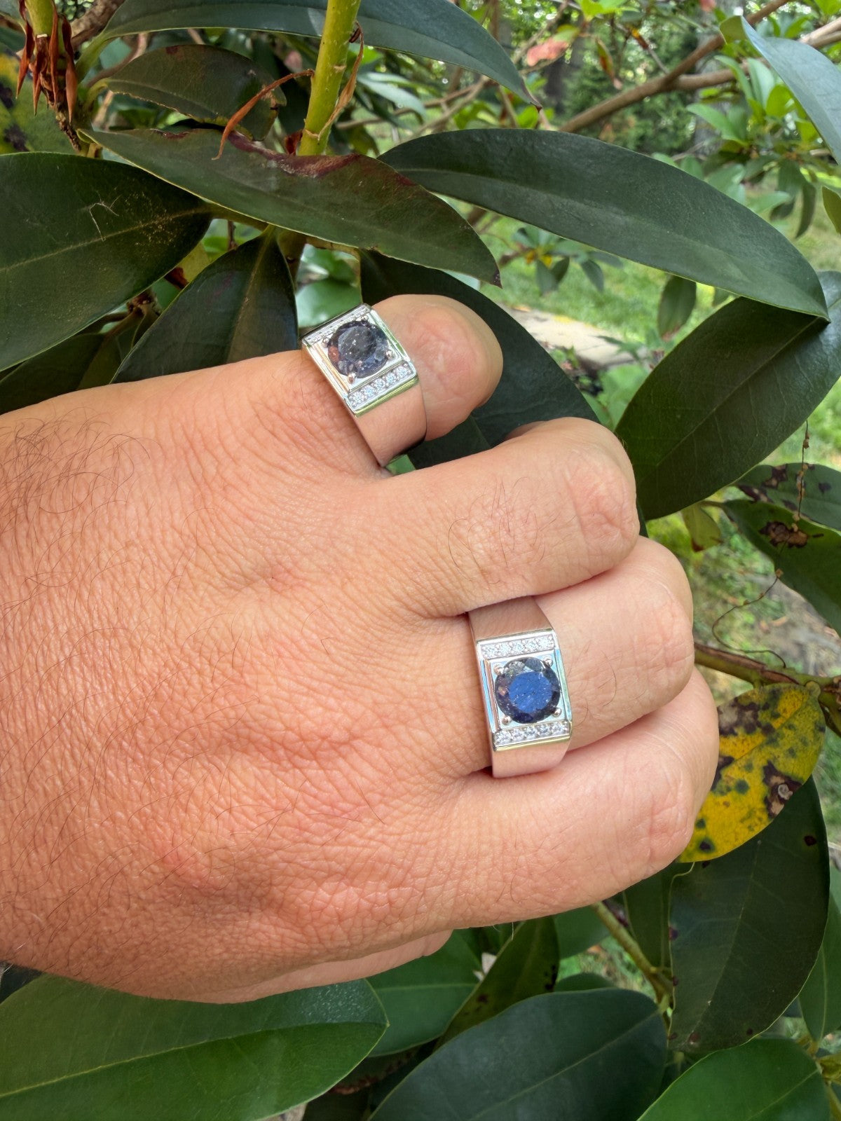 MOISSANITE Monarch Ring - 925 Silver - Genuine Blue Sapphire Stone