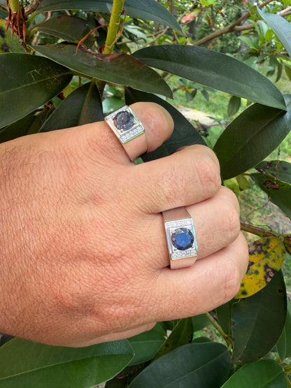MOISSANITE Monarch Ring - 925 Silver - Genuine Blue Sapphire Stone