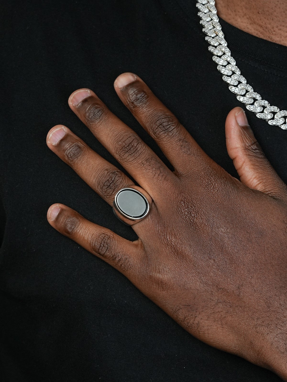 Shadow Boss Ring - 925 Silver - Genuine Black Onyx Stone