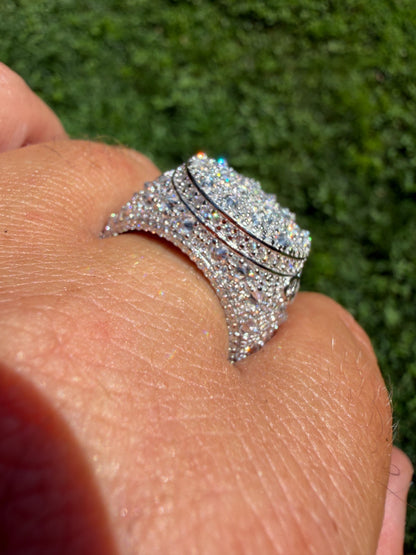 MOISSANITE Moses Upside Down Mosaic Set Iced Out Ring - 925 Silver
