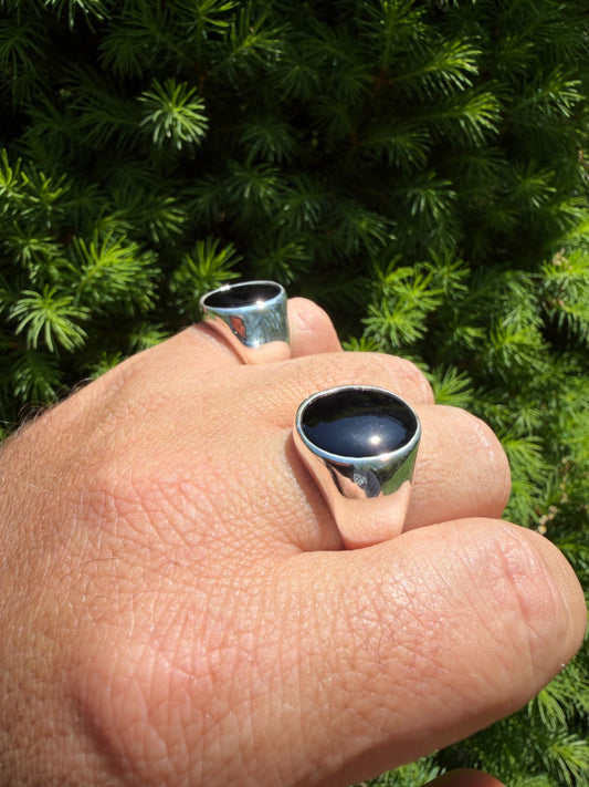 Shadow Boss Ring - 925 Silver - Genuine Black Onyx Stone