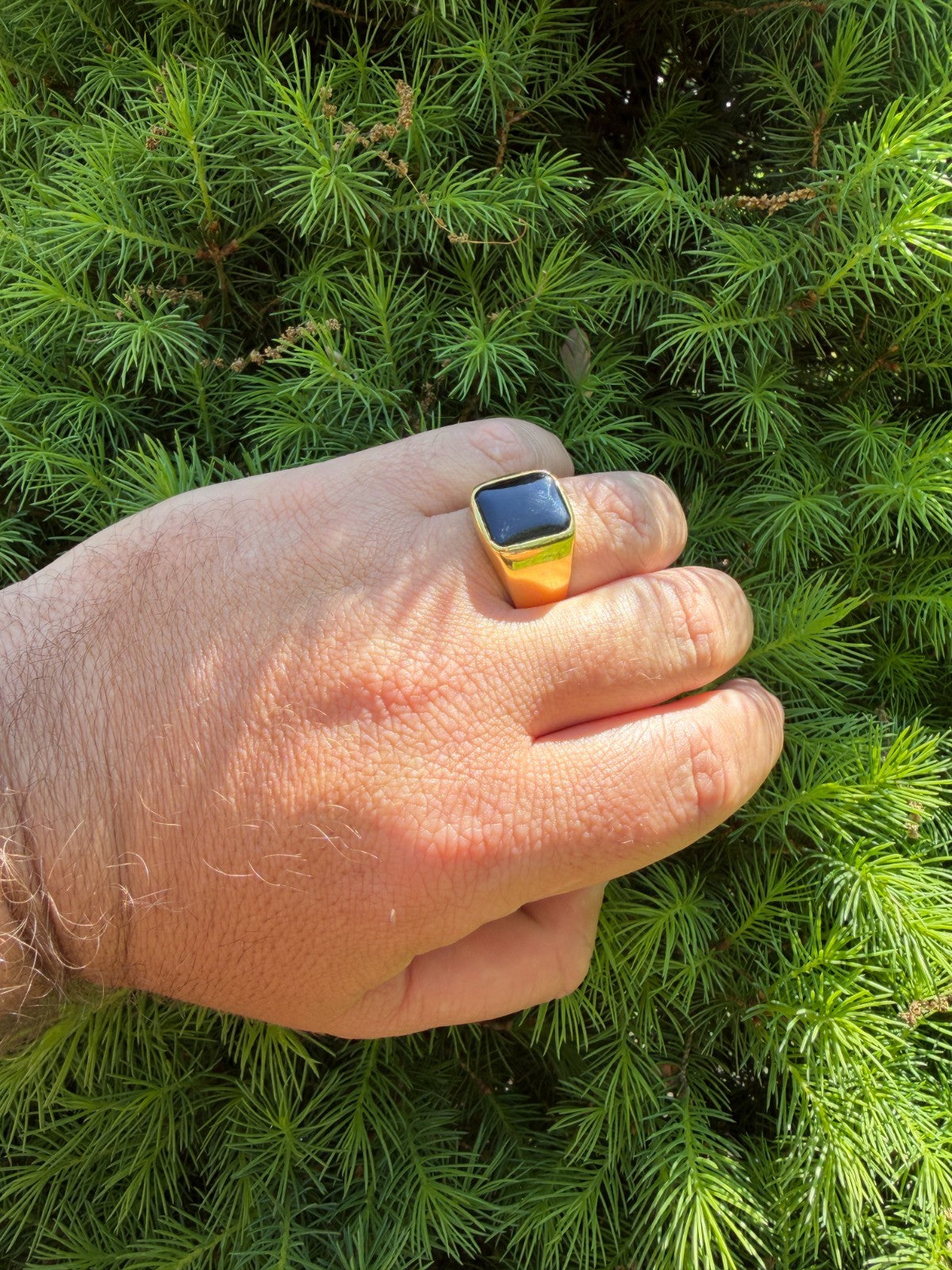 Midnight Don Ring - 14k Gold Vermeil 925 Silver - Genuine Black Onyx Stone