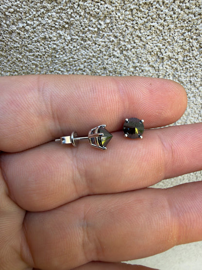 Black MOISSANITE Upside Down Reverse Set Stud Earrings - 925 Silver - 5mm-8mm - 1-4ct
