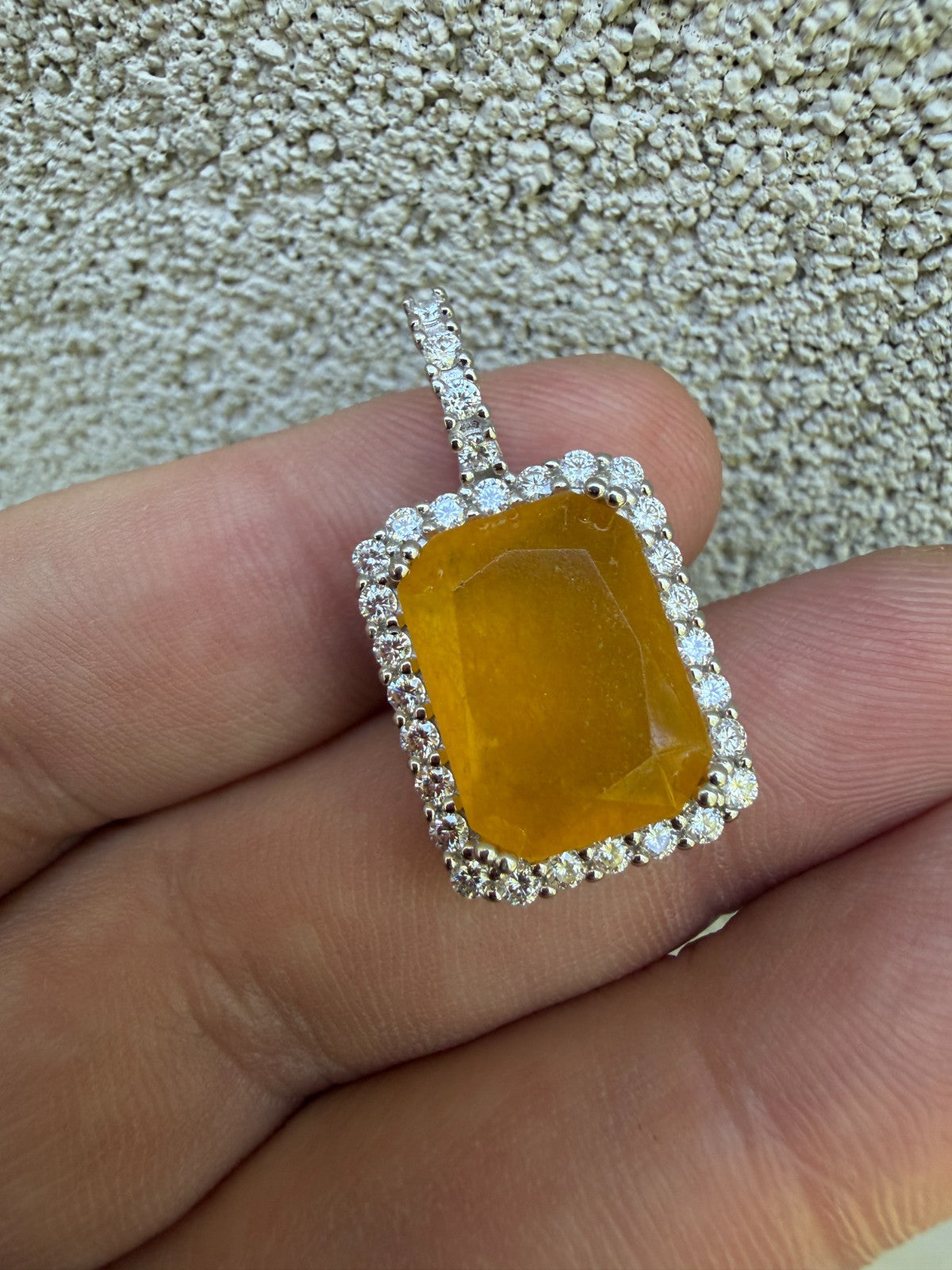 MOISSANITE Royalty Honey Pendant - 925 Silver - Genuine Yellow Sapphire Stone