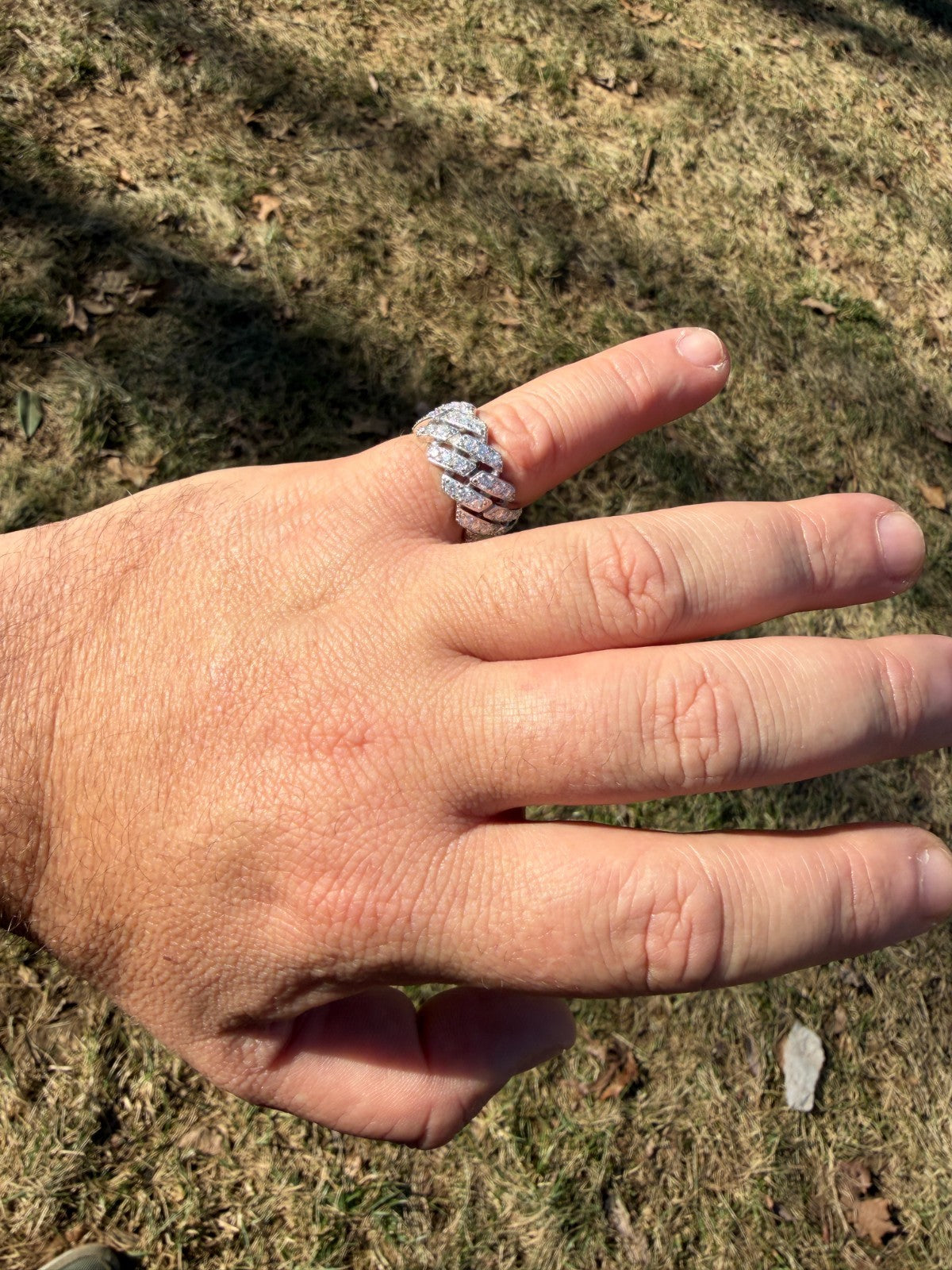 MOISSANITE 11.5mm Iced Out Prong Cuban Eternity Band Ring - 925 Silver