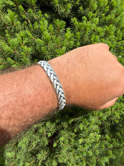 Wheat Link Bracelet With Custom Lion Sleek Clasp - 925 Sterling Silver Oxidized Gunmetal - 7"-9" - 10mm