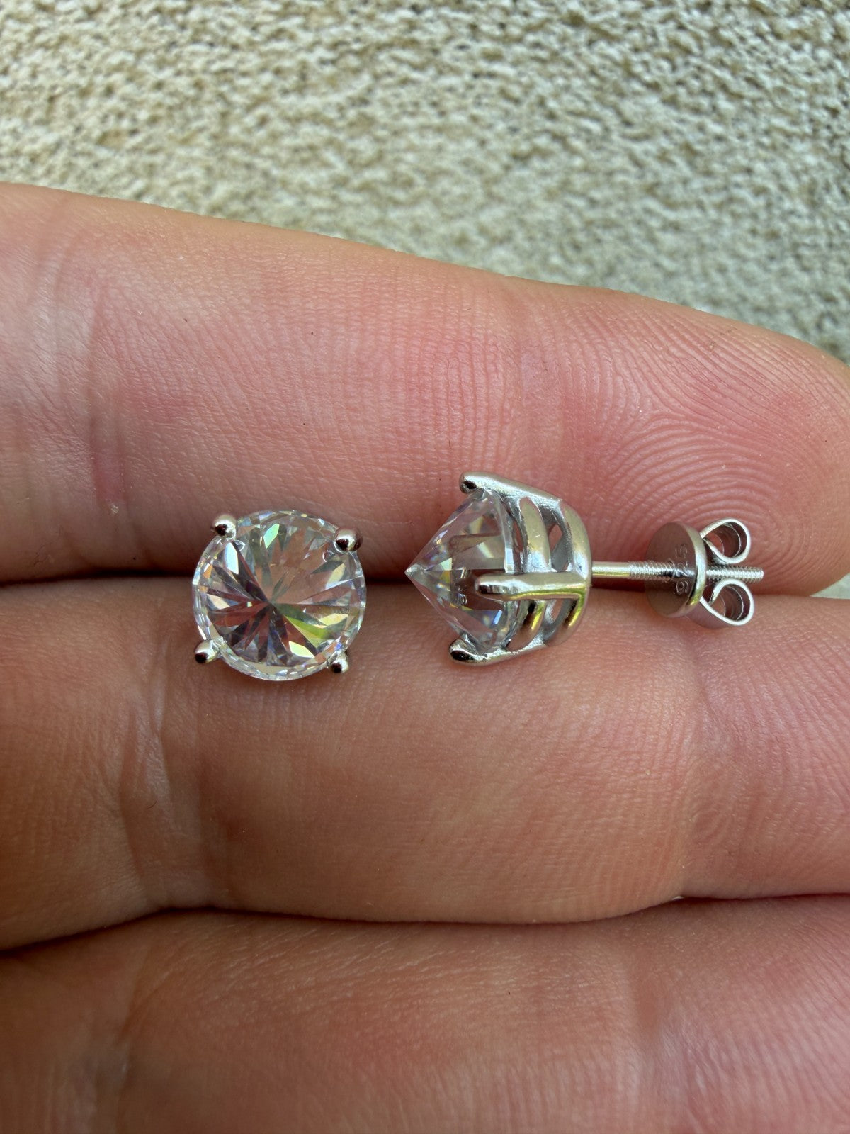 MOISSANITE Upside Down Reverse Set Stud Earrings - 925 Silver - 5mm-8mm - 1-4ct