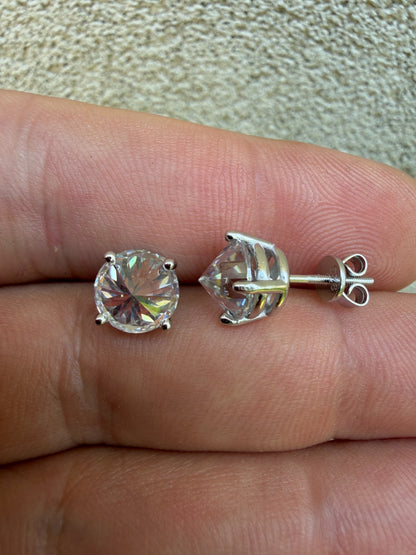 MOISSANITE Upside Down Reverse Set Stud Earrings - 925 Silver - 5mm-8mm - 1-4ct