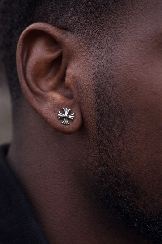 Hearts Of Chrome Cross Earrings - 925 Silver Oxidized - 8mm