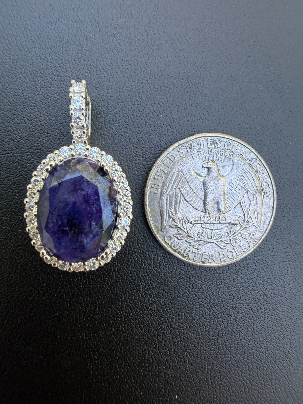 MOISSANITE Royalty Midnight Ocean Pendant - 925 Silver - Oval Genuine Blue Sapphire Stone
