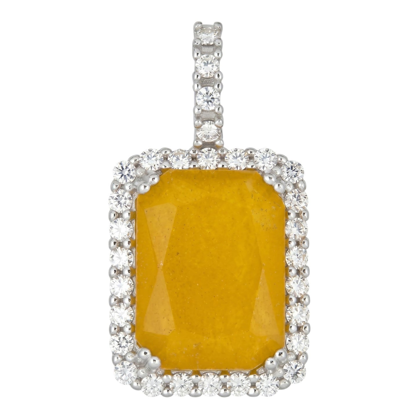 MOISSANITE Royalty Honey Pendant - 925 Silver - Genuine Yellow Sapphire Stone