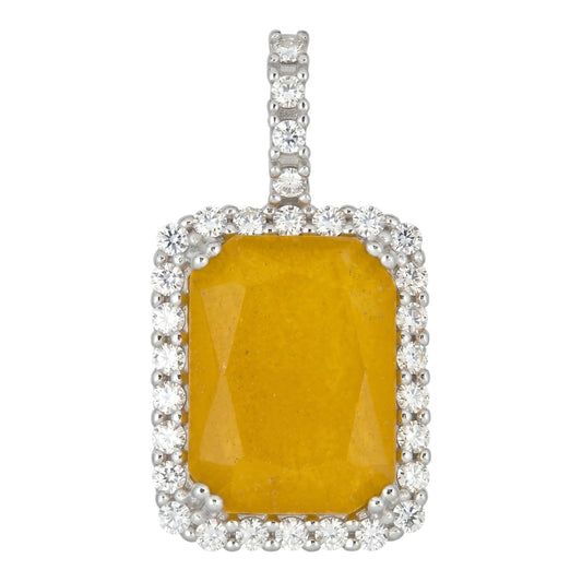 MOISSANITE Royalty Honey Pendant - 925 Silver - Genuine Yellow Sapphire Stone