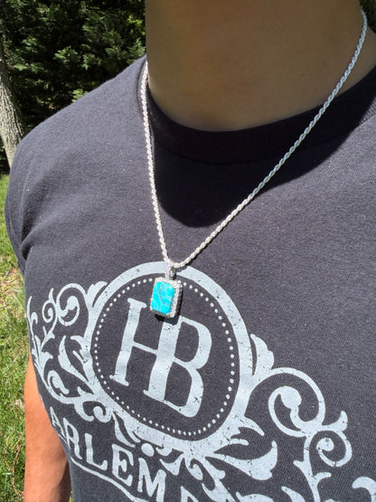 MOISSANITE Royalty Ocean Freeze Pendant - 925 Silver - Genuine Blue Turquoise Stone