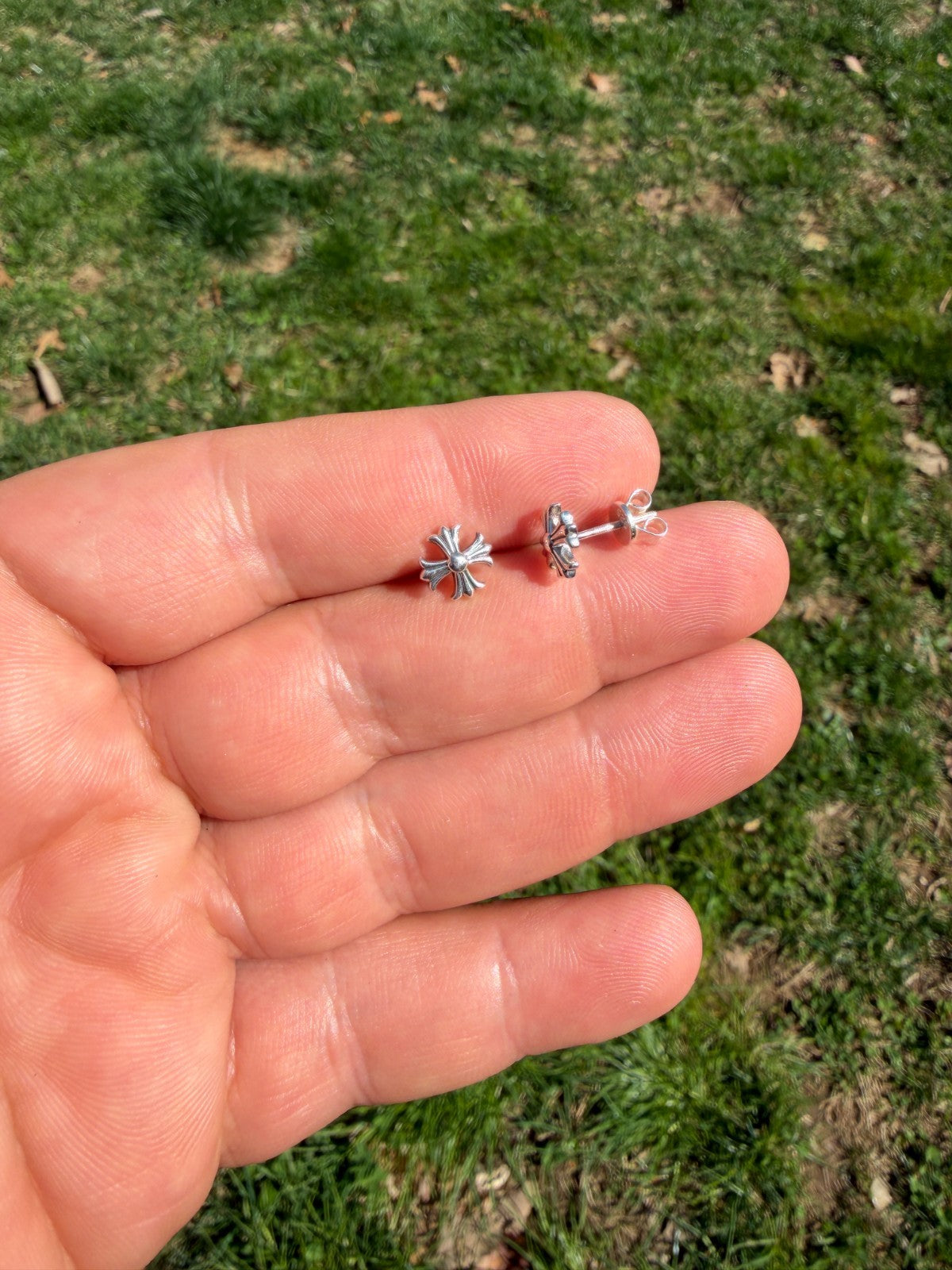 Hearts Of Chrome Cross Earrings - 925 Silver Oxidized - 8mm