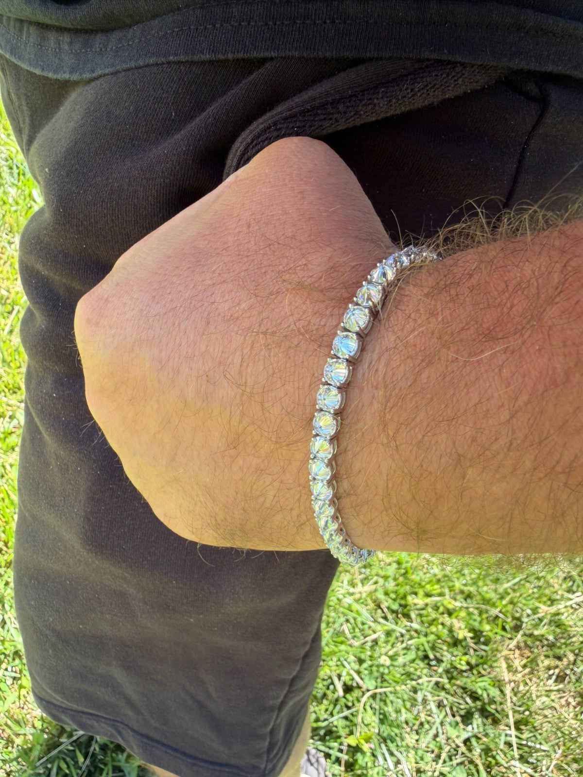 MOISSANITE Upside Down Set Reverse Set Tennis Bracelet Iced Out - 925 Silver - 5mm - 6-9"