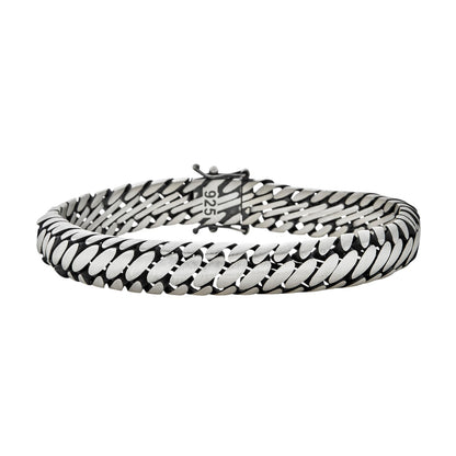 Custom 3 Link Miami Cuban Python Bracelet - Oxidized 925 Sterling Silver - 7"-9" - 12mm