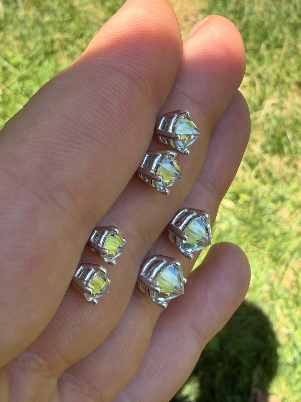 MOISSANITE Upside Down Reverse Set Pushback Stud Earrings - 925 Silver - 5mm-8mm - 1-4ct