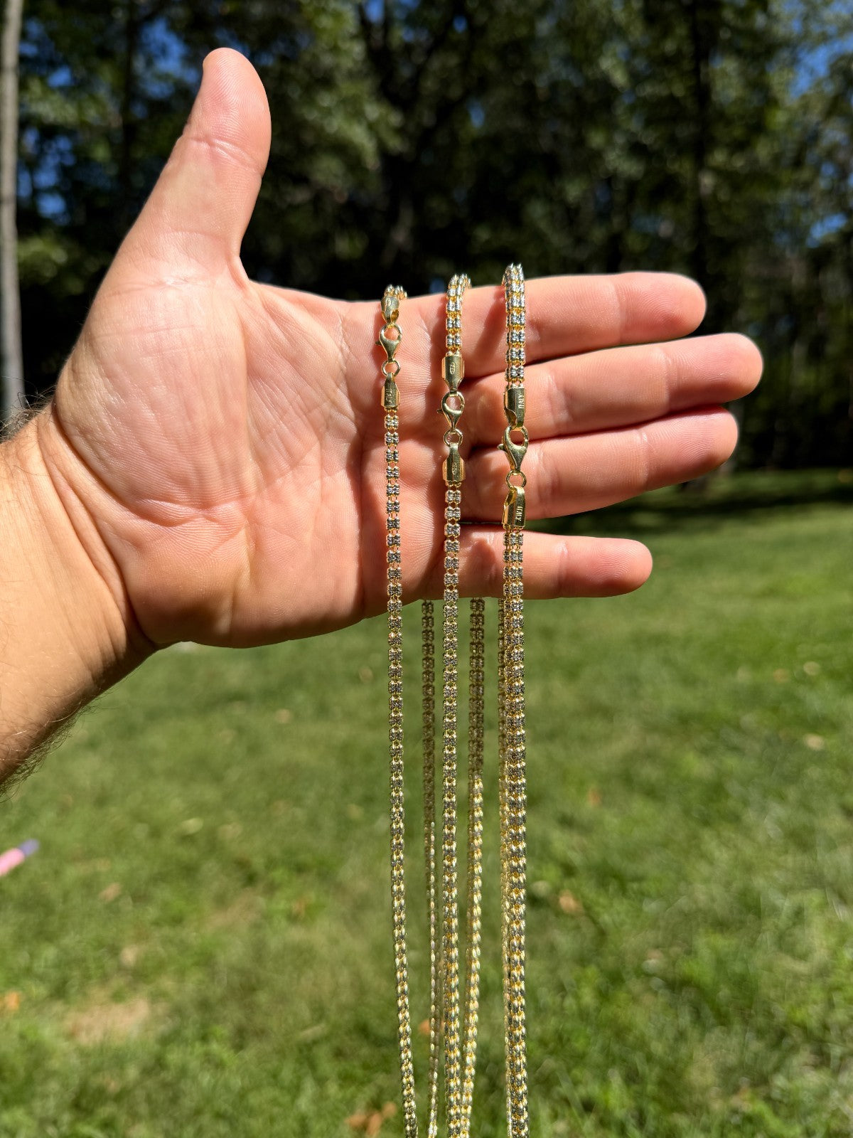 Ice Link Chain Necklace - 14k Gold Vermeil 925 Sterling Silver - 16"-30" - 4mm-5mm