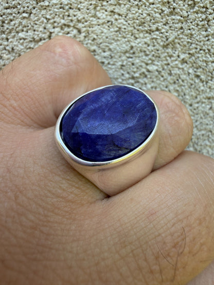 Royal Ocean Ring - 925 Silver - Genuine Blue Sapphire Stone