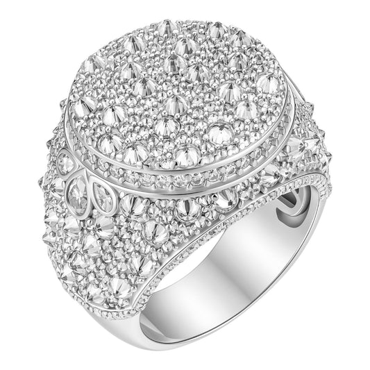 MOISSANITE Moses Upside Down Mosaic Set Iced Out Ring - 925 Silver