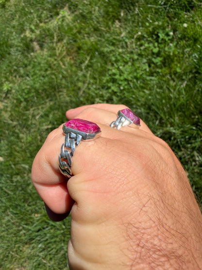 Havana Cuban Ring - 925 Silver - Genuine Red Ruby Stone