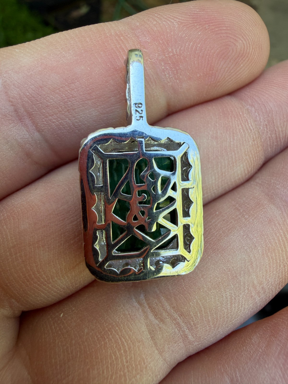 MOISSANITE Royalty Green Phantom Pendant - 925 Silver - Green Emerald Stone