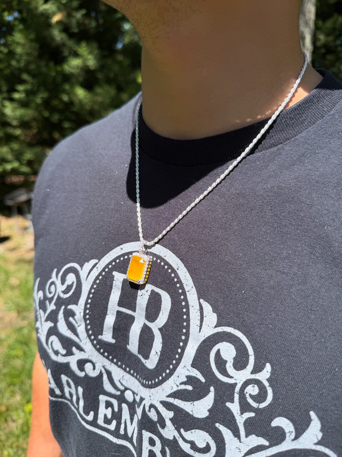 MOISSANITE Royalty Honey Pendant - 925 Silver - Genuine Yellow Sapphire Stone