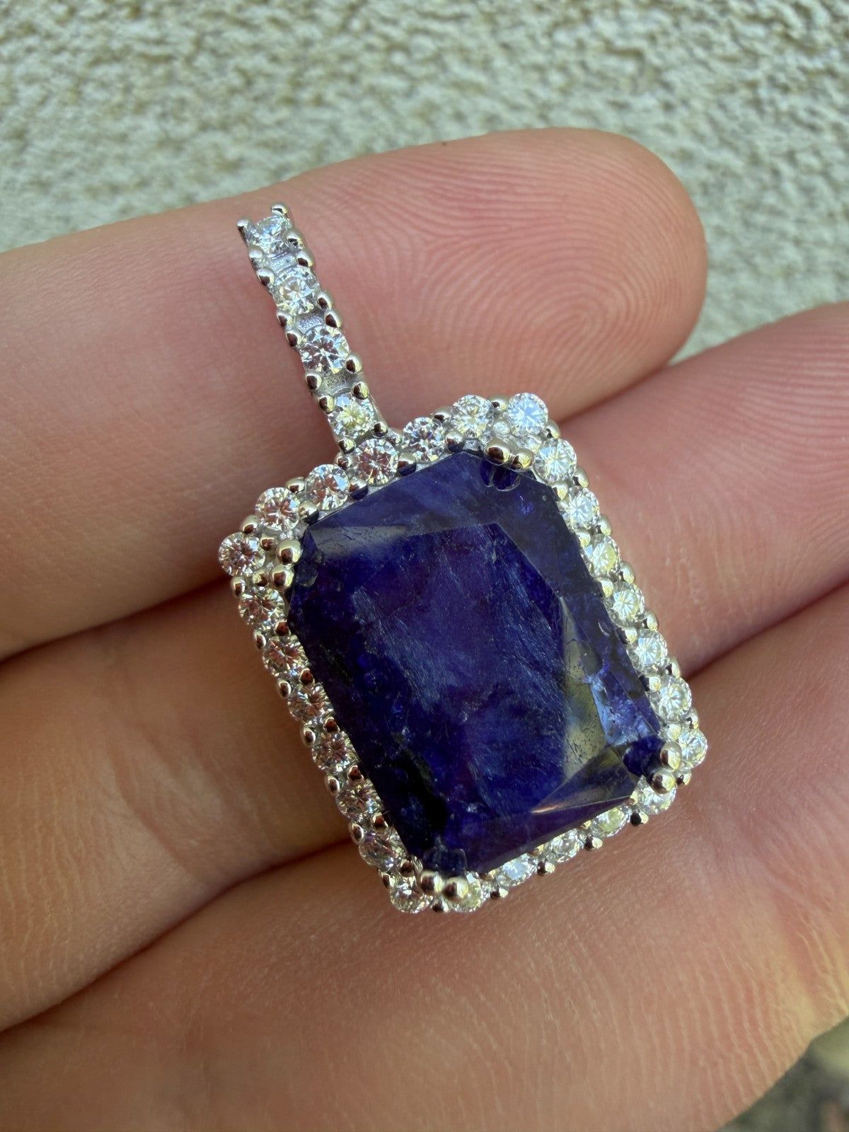 MOISSANITE Royalty Midnight Ocean Pendant - 925 Silver - Genuine Blue Sapphire Stone