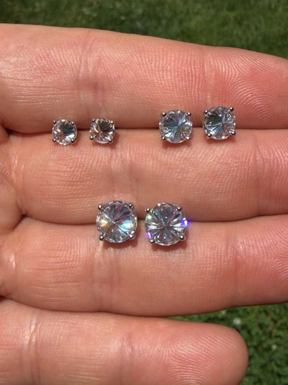 MOISSANITE Upside Down Reverse Set Stud Earrings - 925 Silver - 5mm-8mm - 1-4ct