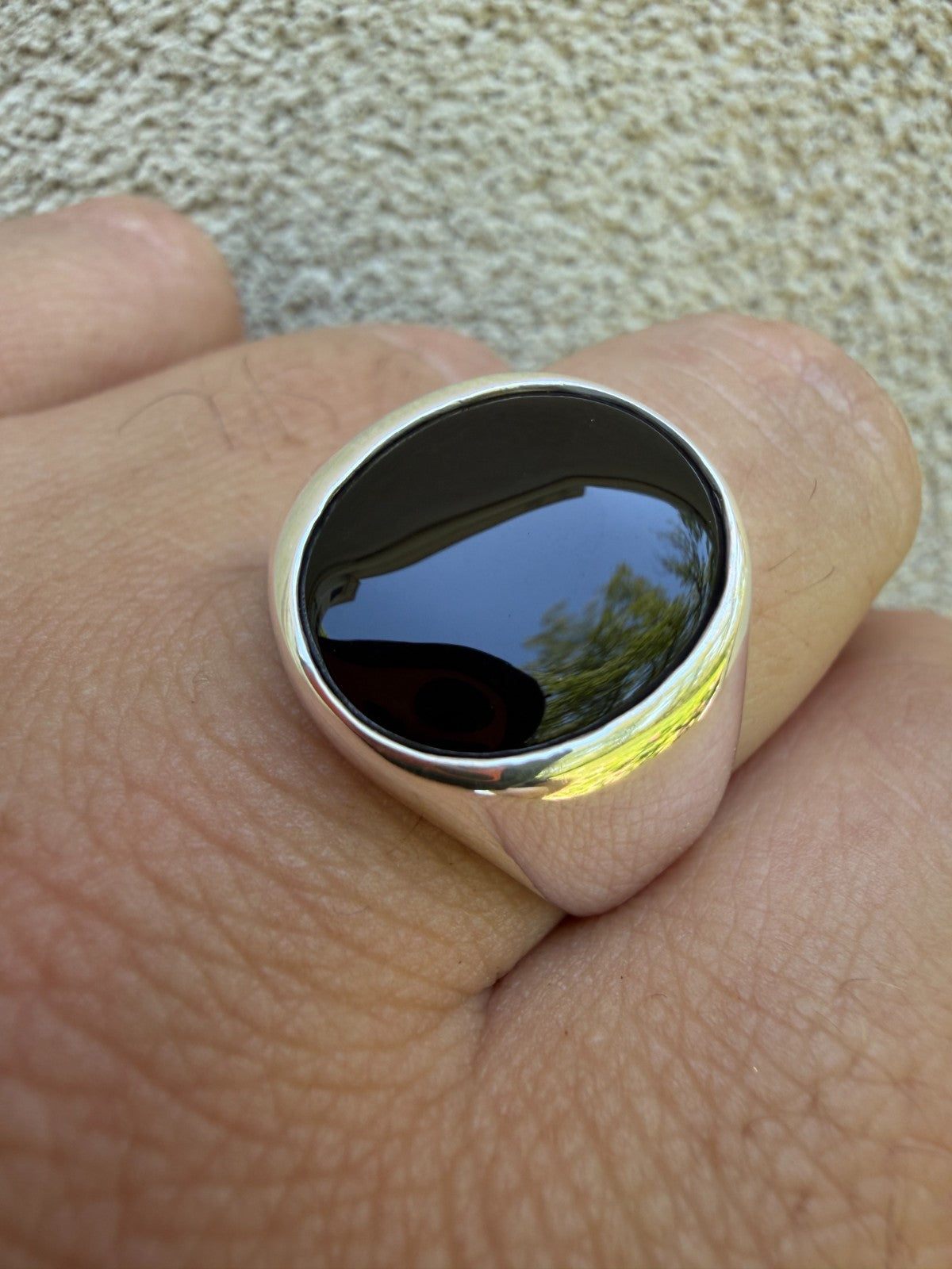 Shadow Boss Ring - 925 Silver - Genuine Black Onyx Stone