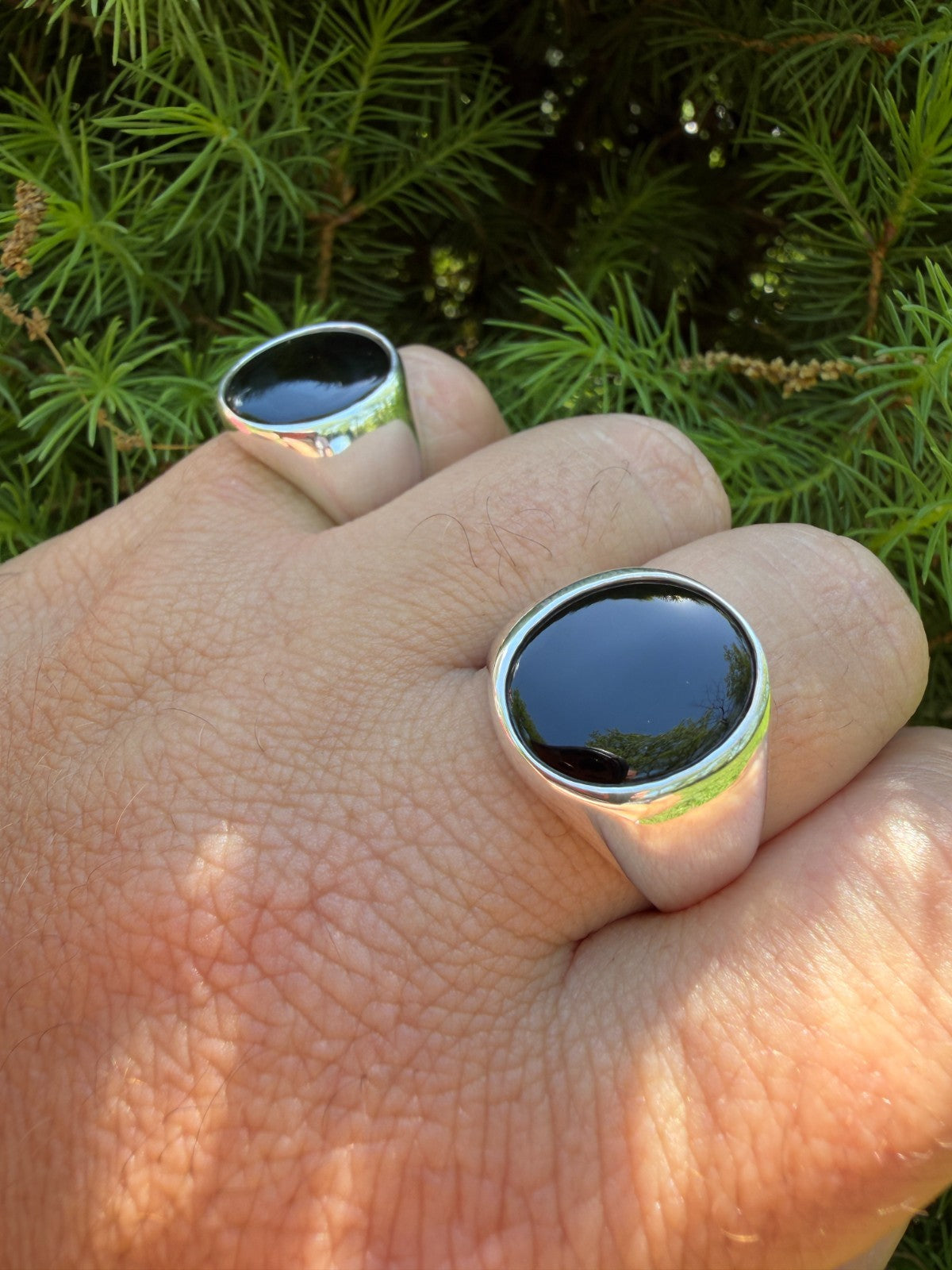 Shadow Boss Ring - 925 Silver - Genuine Black Onyx Stone