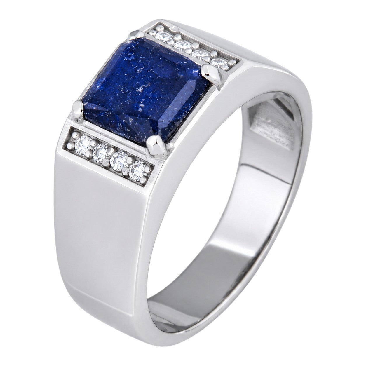MOISSANITE Kingsmark Ring - 925 Silver - Genuine Blue Sapphire Stone