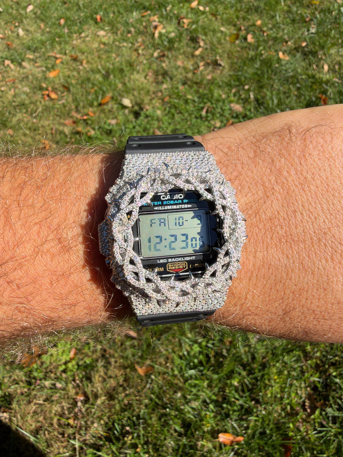 MOISSANITE Real 925 Silver Iced Casio G Shock DW-5600UE Crown of Thorns Watch