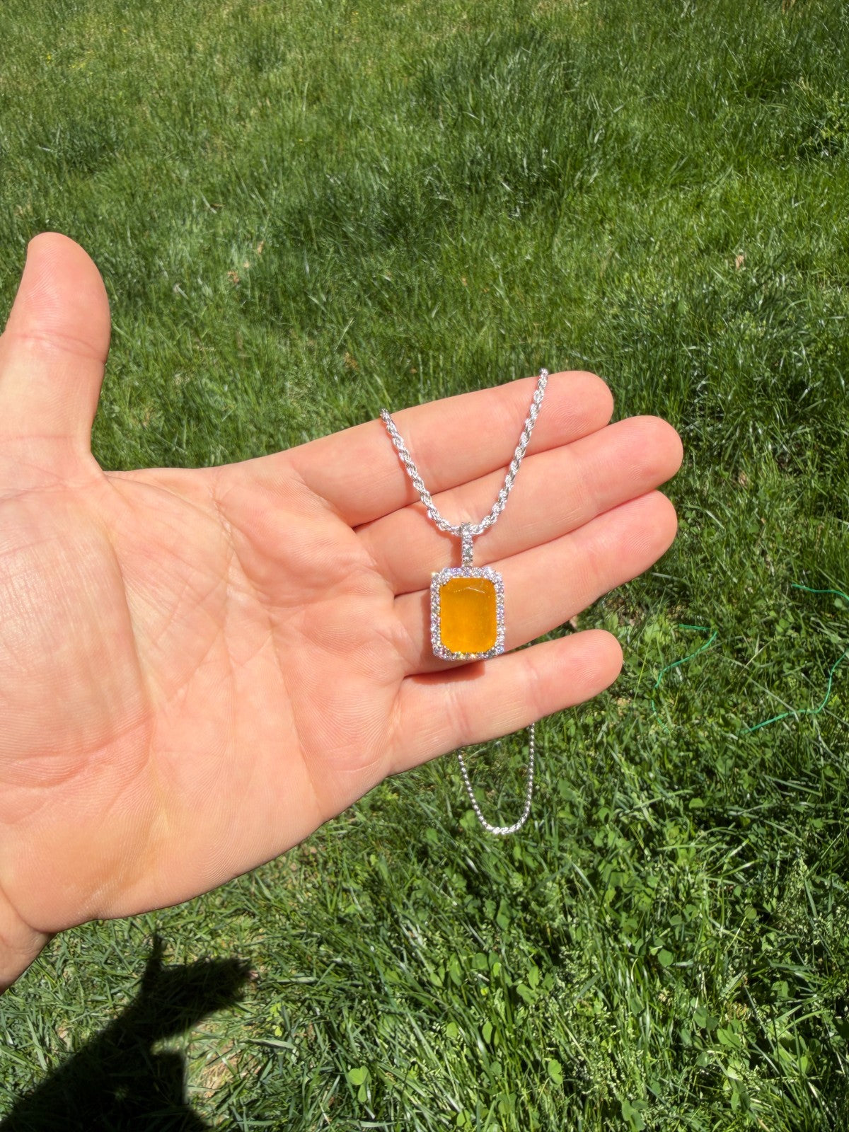 MOISSANITE Royalty Honey Pendant - 925 Silver - Genuine Yellow Sapphire Stone