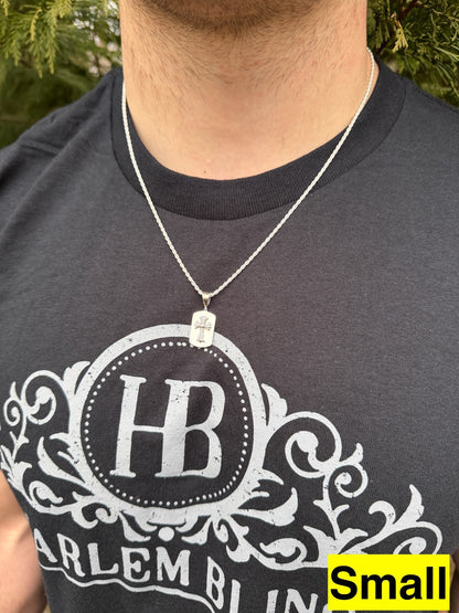 Hearts Chrome Dog Tag Cross Pendant - 925 Silver - 3 Sizes 1"-2.75"