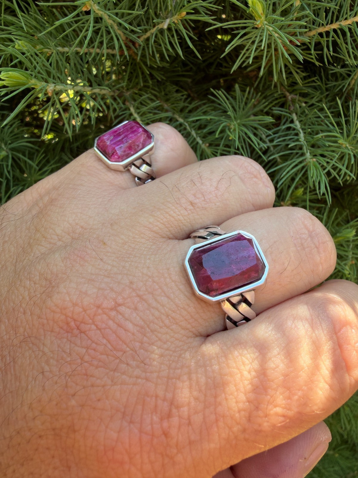 Havana Cuban Ring - 925 Silver - Genuine Red Ruby Stone