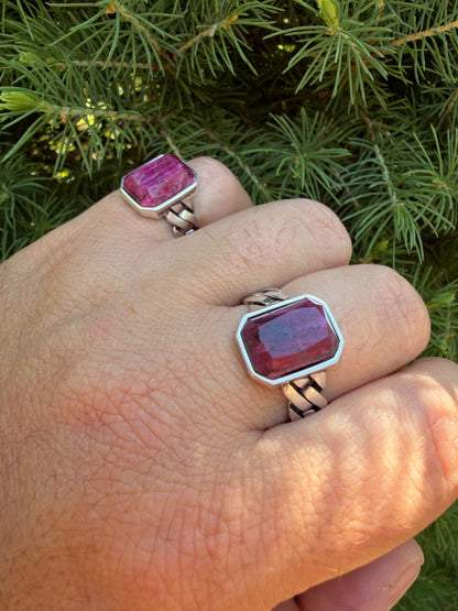 Havana Cuban Ring - 925 Silver - Genuine Red Ruby Stone