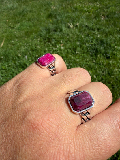 Havana Cuban Ring - 925 Silver - Genuine Red Ruby Stone