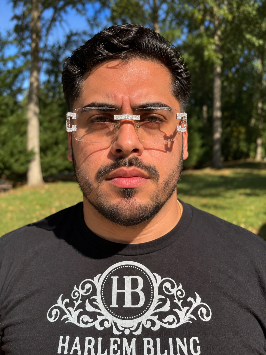 MOISSANITE Baguette Custom Iced Out Sunglasses - 925 Silver Buffs - Clear