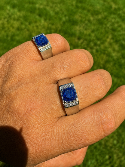 MOISSANITE Kingsmark Ring - 925 Silver - Genuine Blue Sapphire Stone