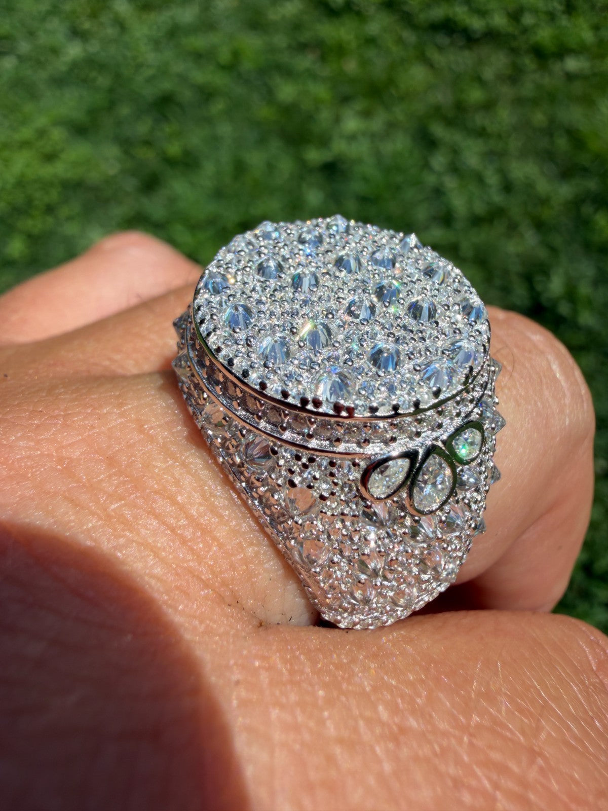 MOISSANITE Moses Upside Down Mosaic Set Iced Out Ring - 925 Silver