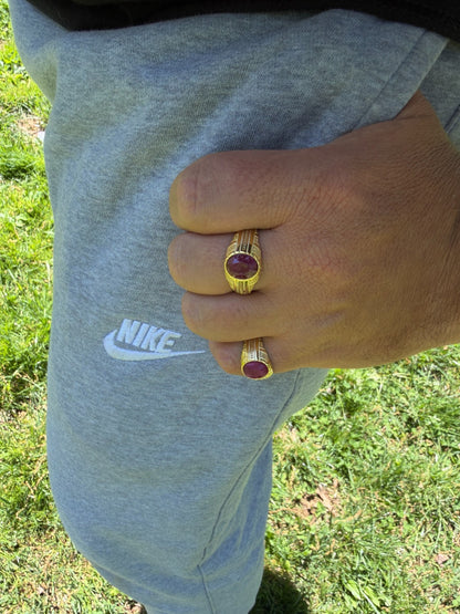 Royal Dynasty Ring - 14k Gold Vermeil 925 Silver - Genuine Red Ruby Stone