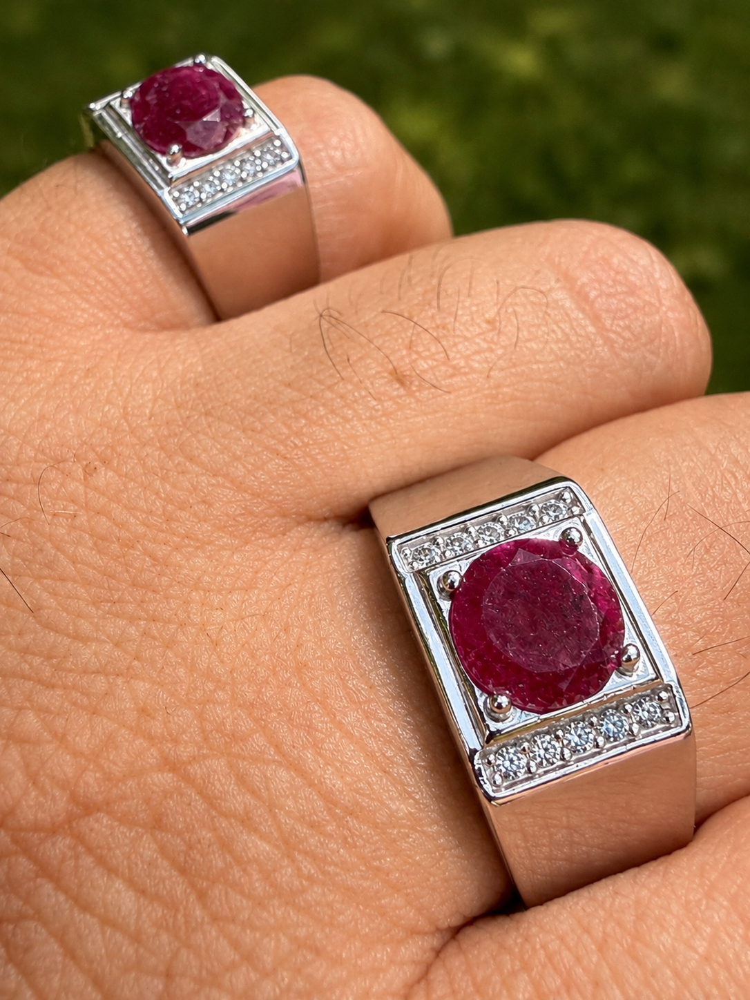 MOISSANITE Monarch Ring - 925 Silver - Genuine Red Ruby Stone