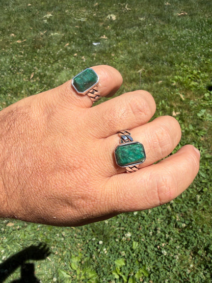 Havana Cuban Ring - 925 Silver - Genuine Green Emerald Stone