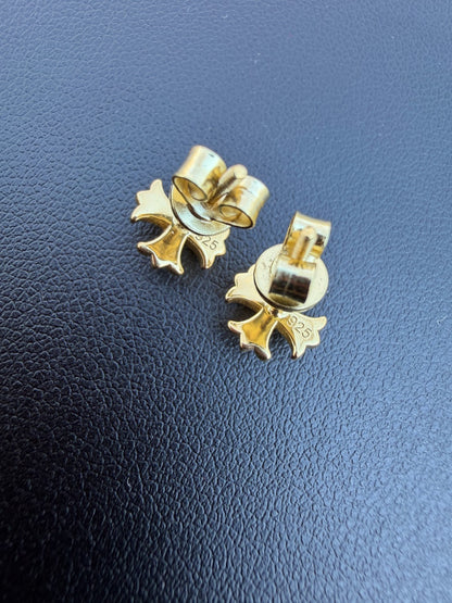 Hearts Of Chrome Cross Earrings - 14k Gold Vermeil 925 Silver - 8mm