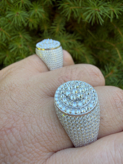 MOISSANITE Upside Down Reverse Set Cluster Iced Out Pinky Ring - 925 Silver